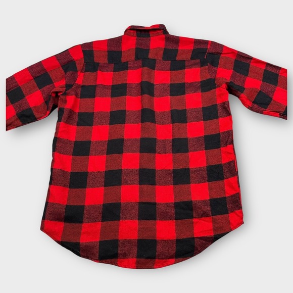 Campus Shirt Mens Large Red Black Buffalo Plaid Flannel Button Up Outdoors VTG - Picture 3 of 6